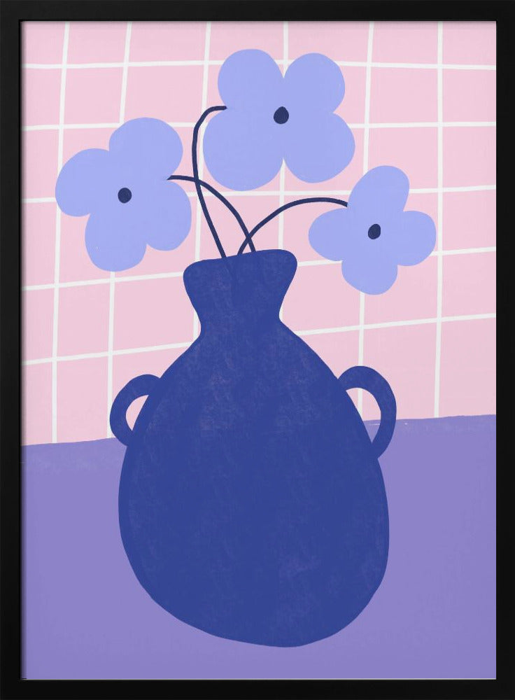 Minimalist Vase with Blue Flowers | Poster