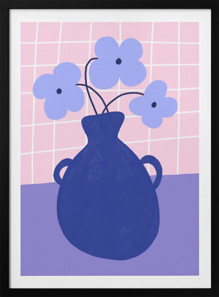 Minimalist Vase with Blue Flowers | Poster