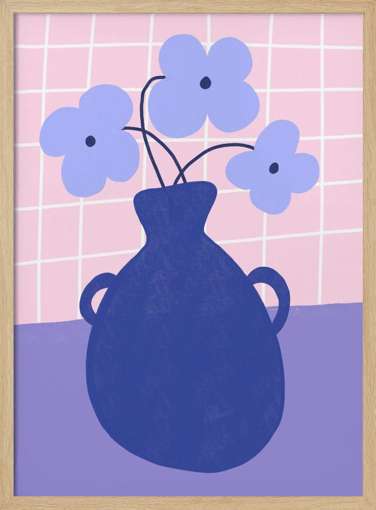 Minimalist Vase with Blue Flowers | Poster