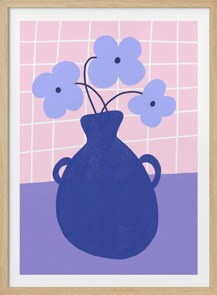 Minimalist Vase with Blue Flowers | Poster