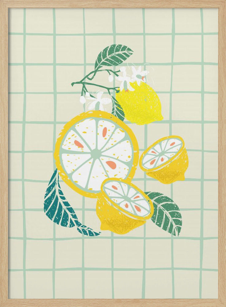Lemon slice with leaves | Poster