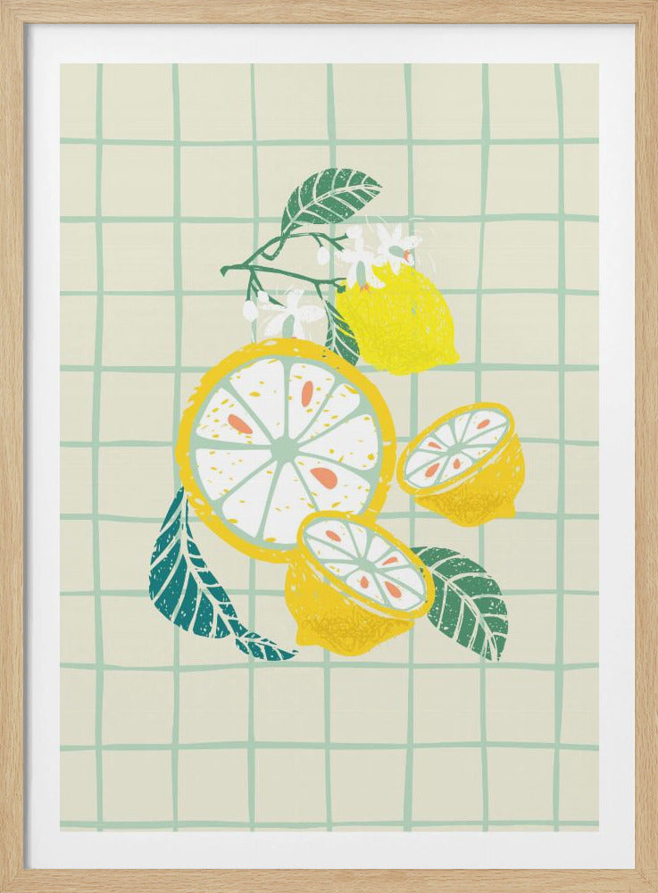 Lemon slice with leaves | Poster