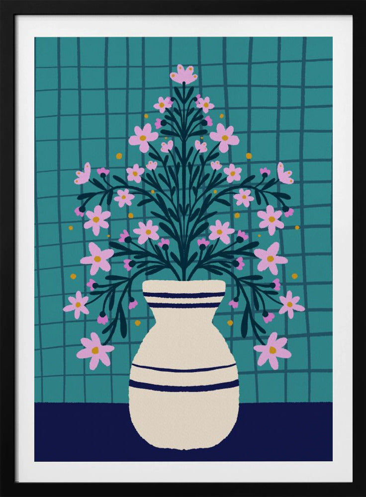 Turquoise Flowers In a Vase | Poster