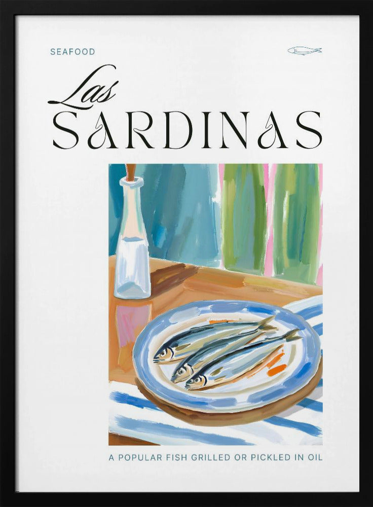 Plate of sardines with Bottle | Poster