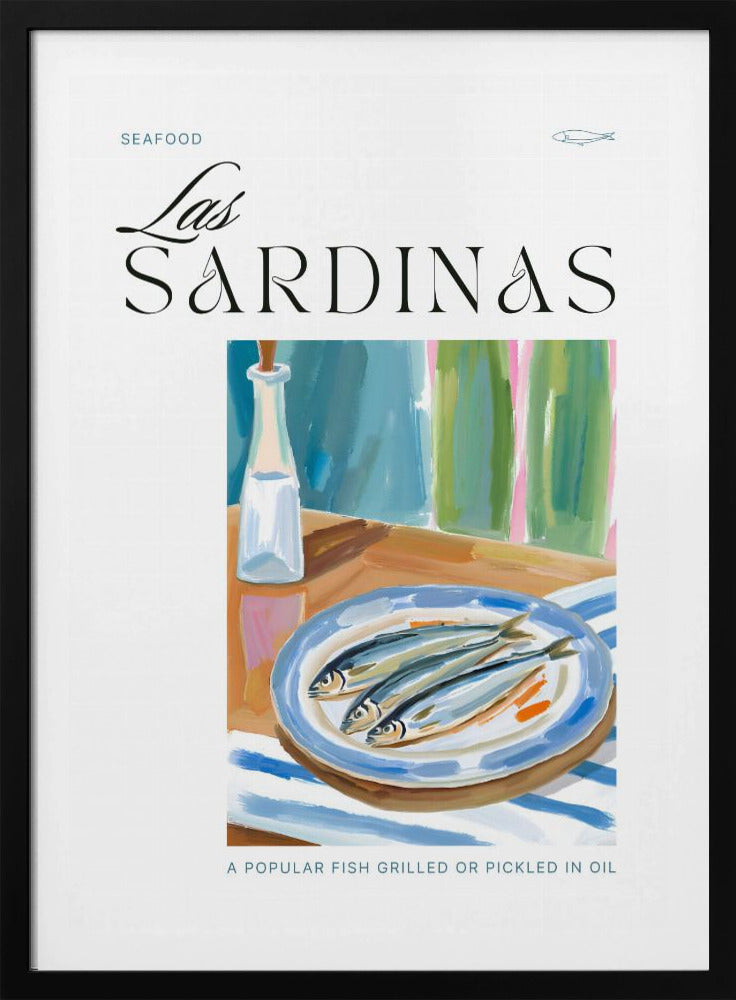 Plate of sardines with Bottle | Poster