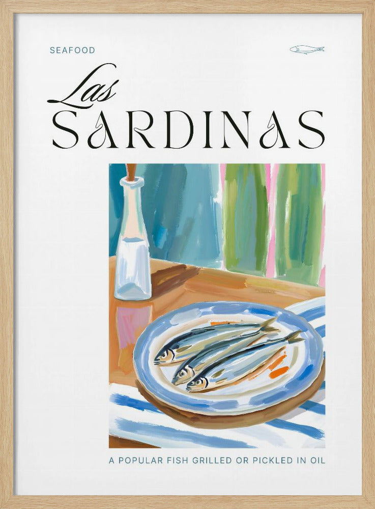 Plate of sardines with Bottle | Poster