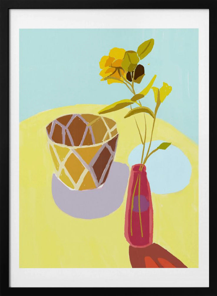 Yellow Flowers in a Red Pot | Poster