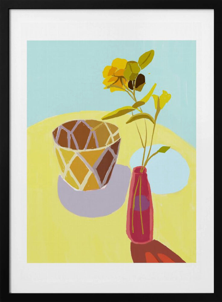 Yellow Flowers in a Red Pot | Poster