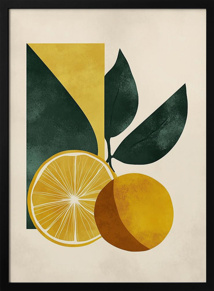Yellow Lemon with Green Leaves Serenity | Poster