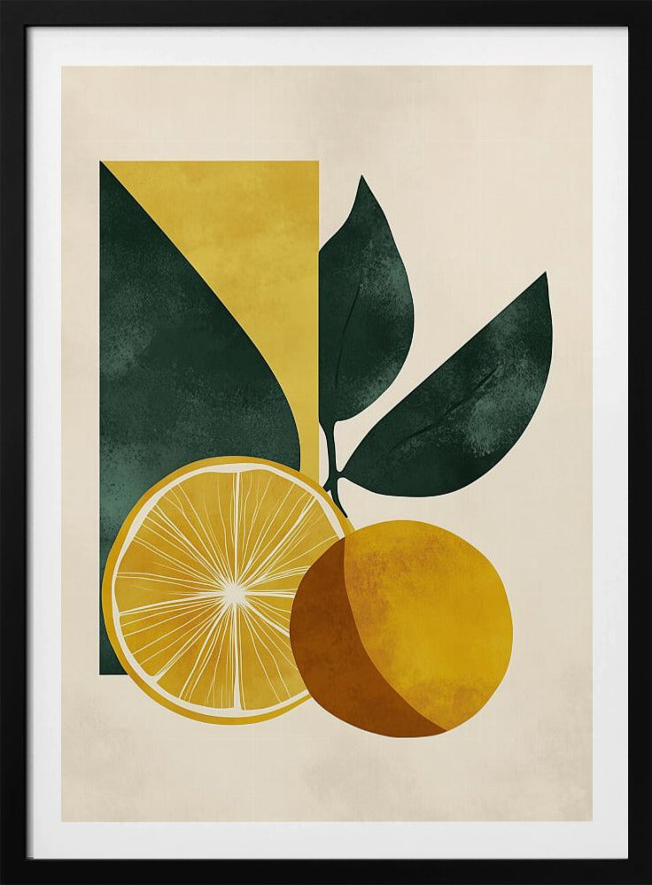 Yellow Lemon with Green Leaves Serenity | Poster