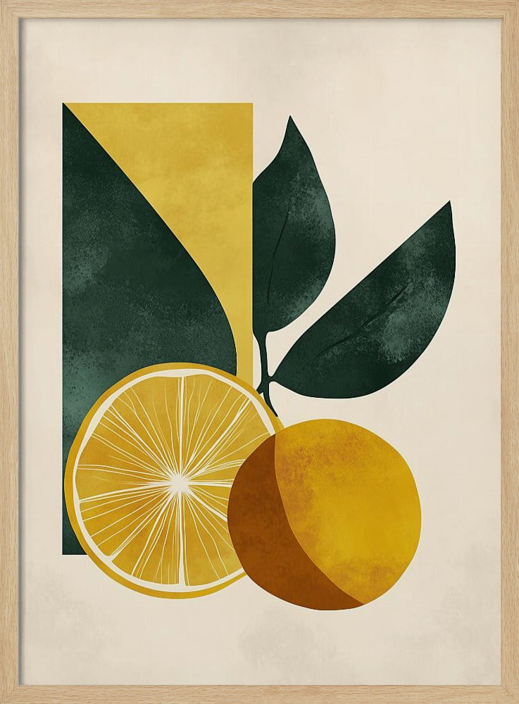 Yellow Lemon with Green Leaves Serenity | Poster