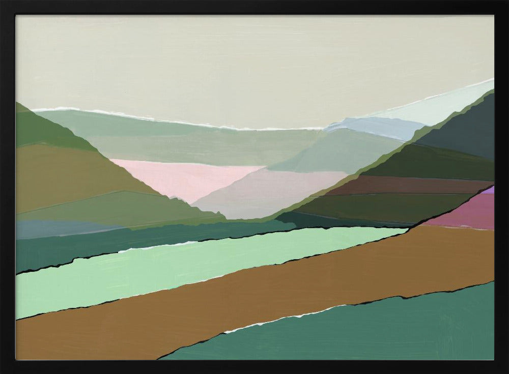 Layered Mountains And Valleys In Muted Earthy Tones | Poster