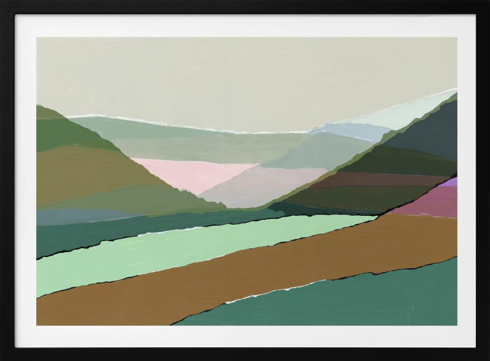 Layered Mountains And Valleys In Muted Earthy Tones | Poster