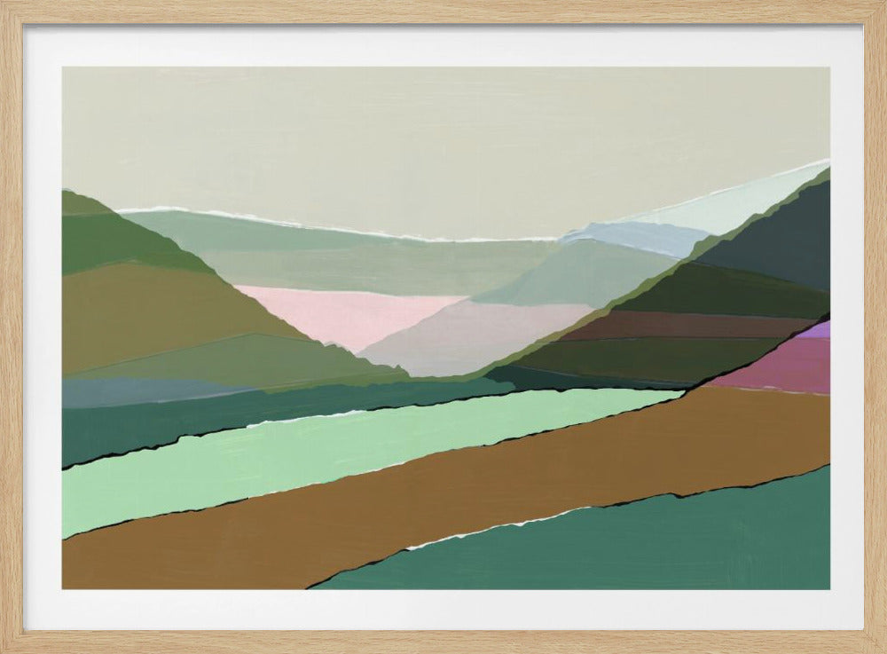 Layered Mountains And Valleys In Muted Earthy Tones | Poster