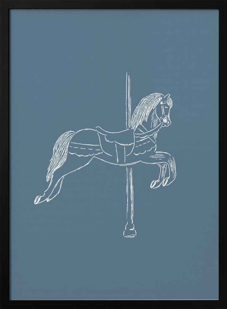 Circus Horse Vintage Blue | Poster