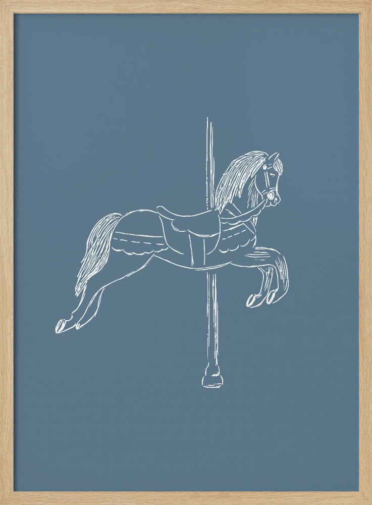 Circus Horse Vintage Blue | Poster