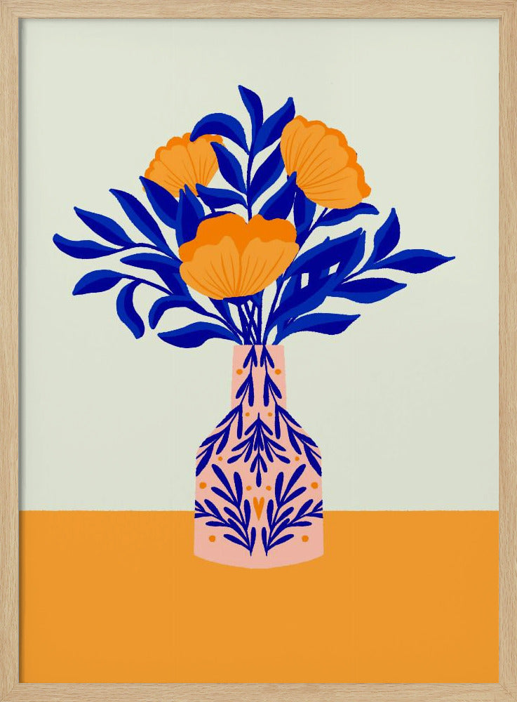 Orange Poppies In a Vase | Poster