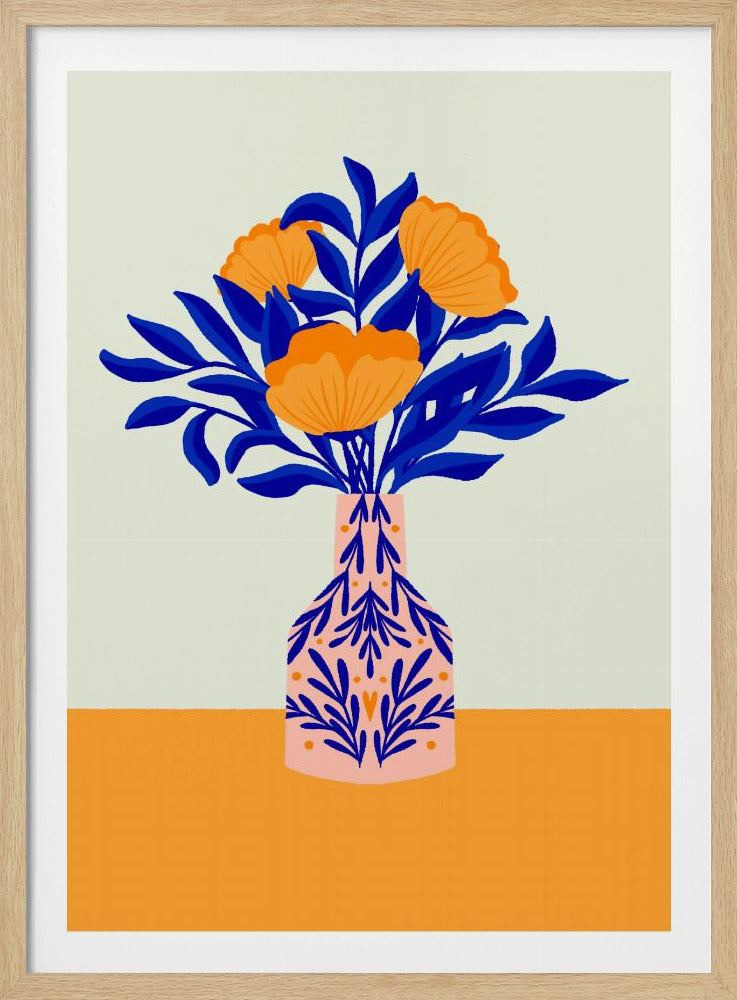 Orange Poppies In a Vase | Poster