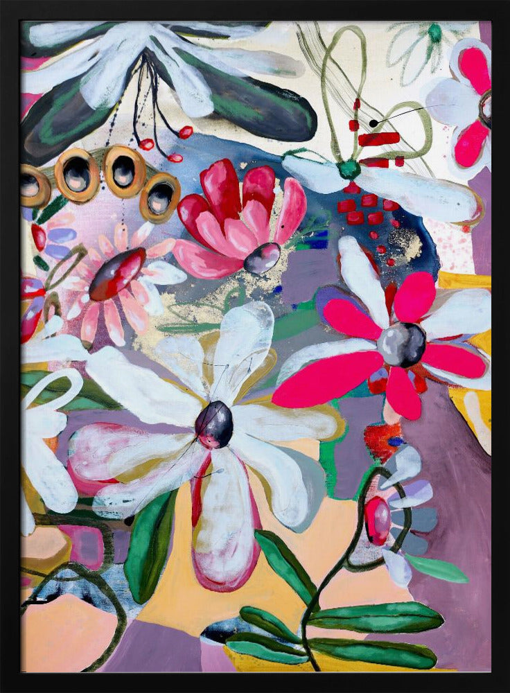 Vibrant Flowers with Bold Pink and White Petals | Poster