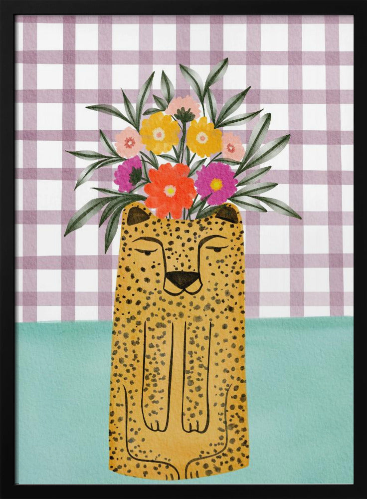 Leopard Shape Vase with Flower | Poster