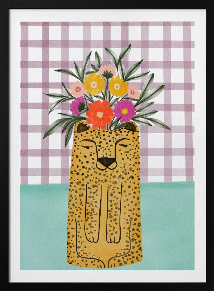 Leopard Shape Vase with Flower | Poster