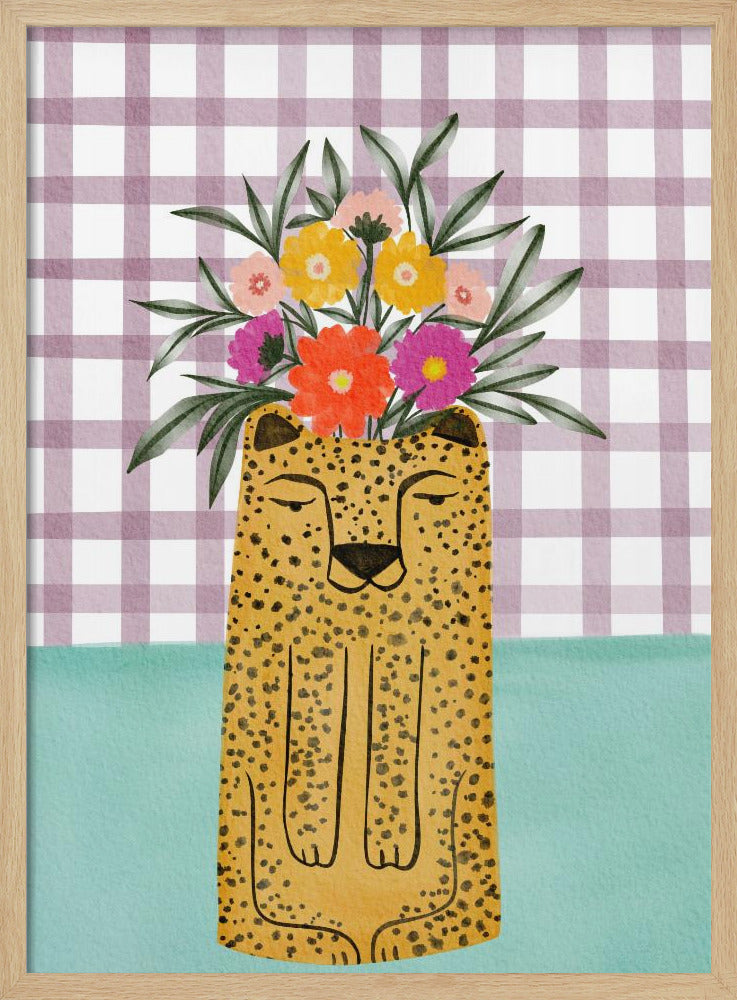 Leopard Shape Vase with Flower | Poster