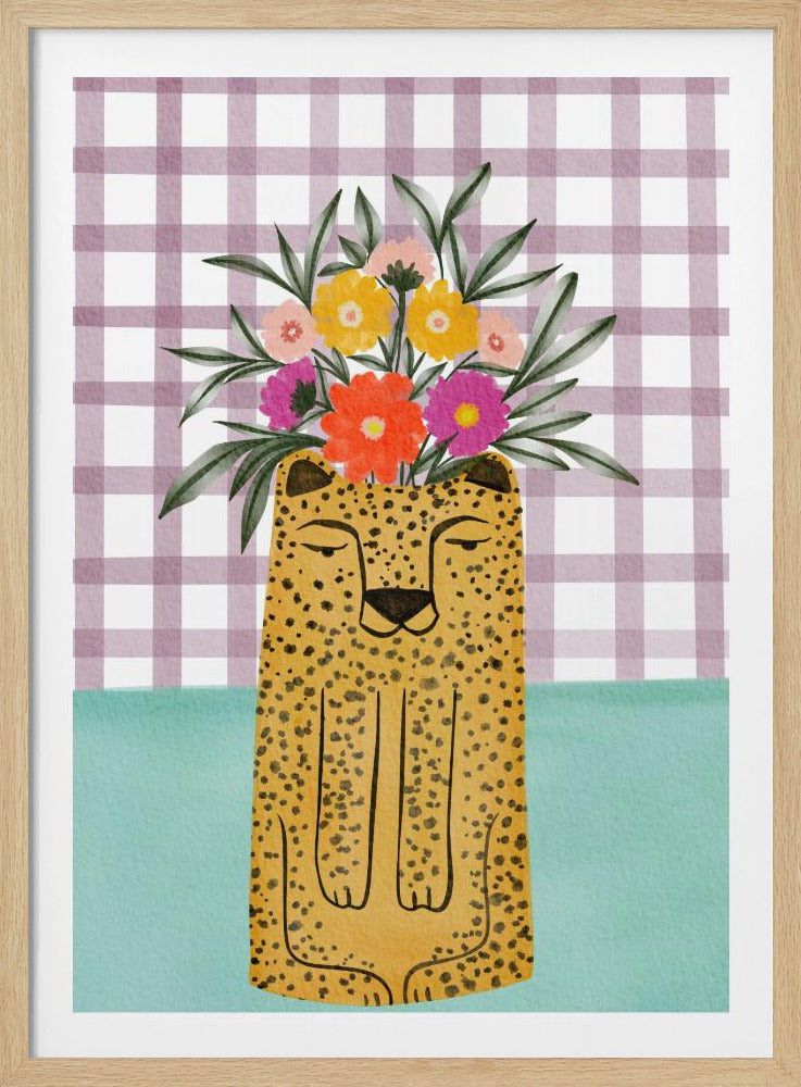 Leopard Shape Vase with Flower | Poster