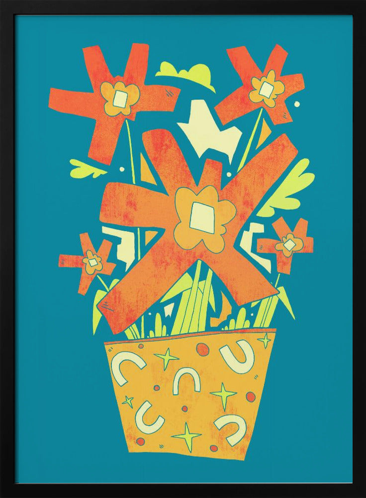 Abstract Flowers In A Decorative Pot | Poster