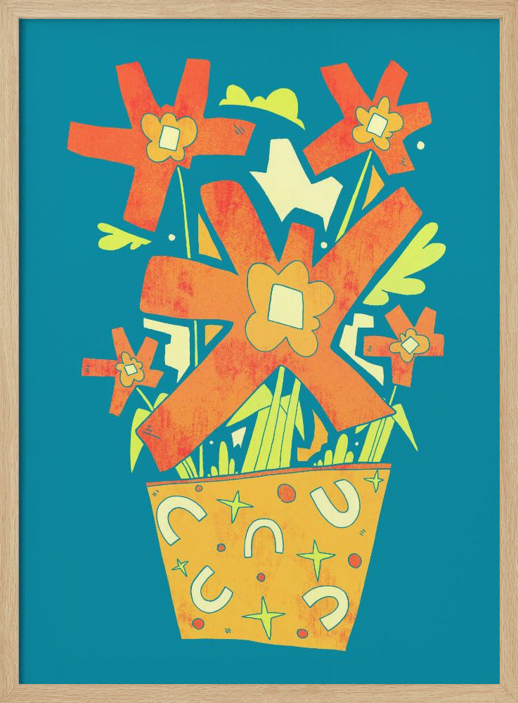 Abstract Flowers In A Decorative Pot | Poster