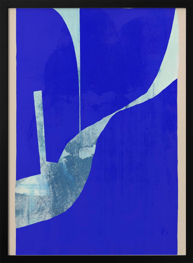 Blue Background With A Dynamic White Curve | Poster