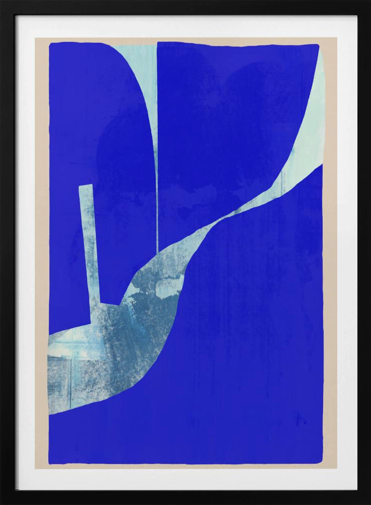 Blue Background With A Dynamic White Curve | Poster