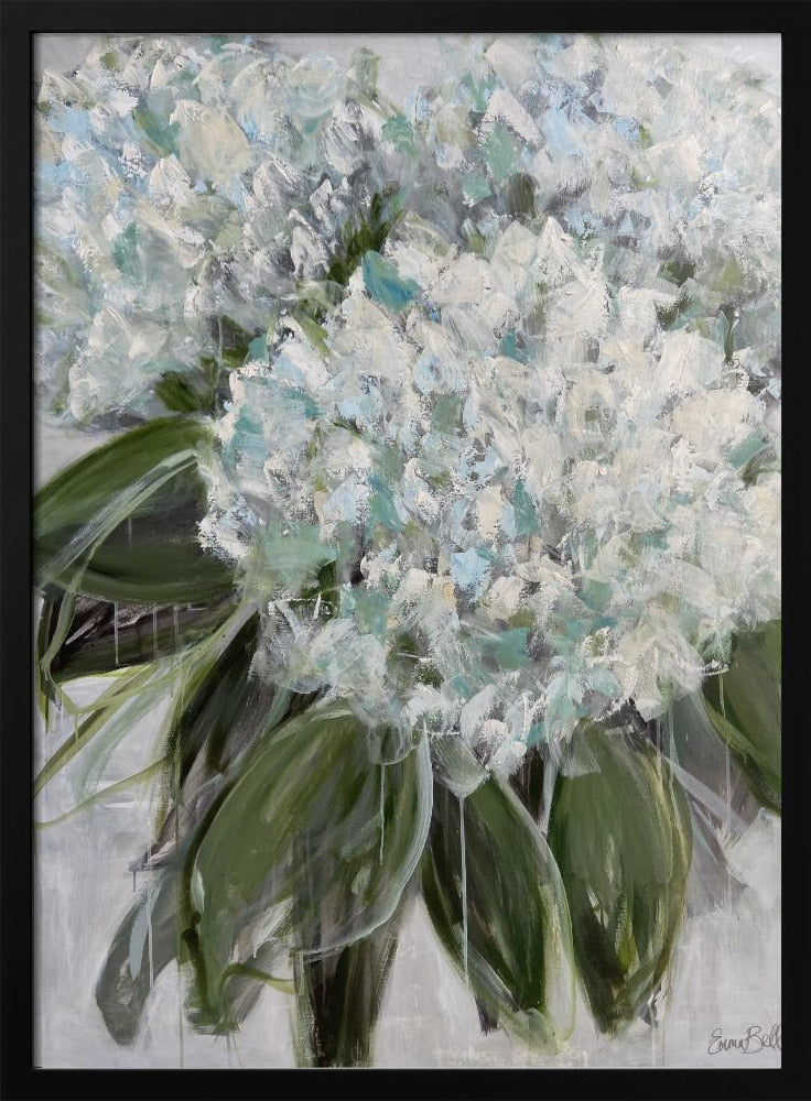 Delicate White and Blue Hydrangeas | Poster