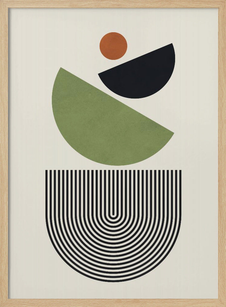 Geometric Shapes in Green Black and Orange | Poster