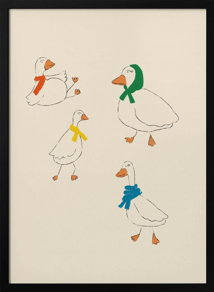 Ducks Adorned in Colorful Scarves | Poster
