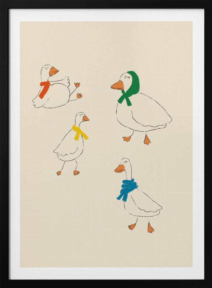 Ducks Adorned in Colorful Scarves | Poster