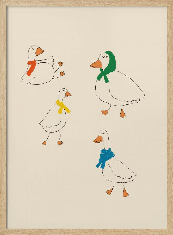 Ducks Adorned in Colorful Scarves | Poster