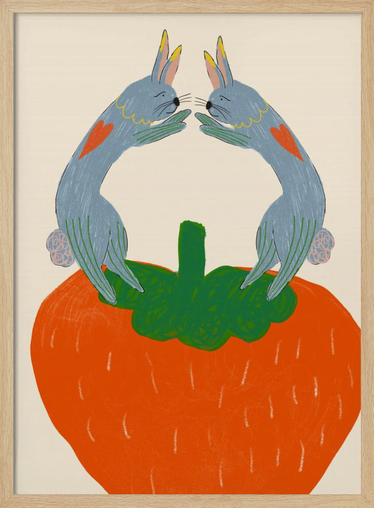Rabbits on Strawberry | Poster