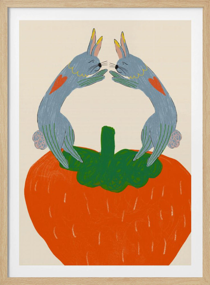Rabbits on Strawberry | Poster