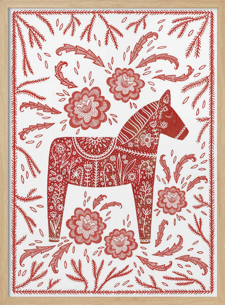 Swedish Dala Horse Red And White | Poster
