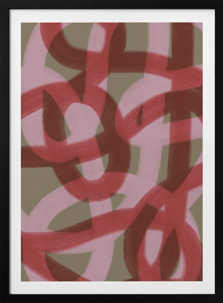 Intertwined Red and Pink Loops | Poster