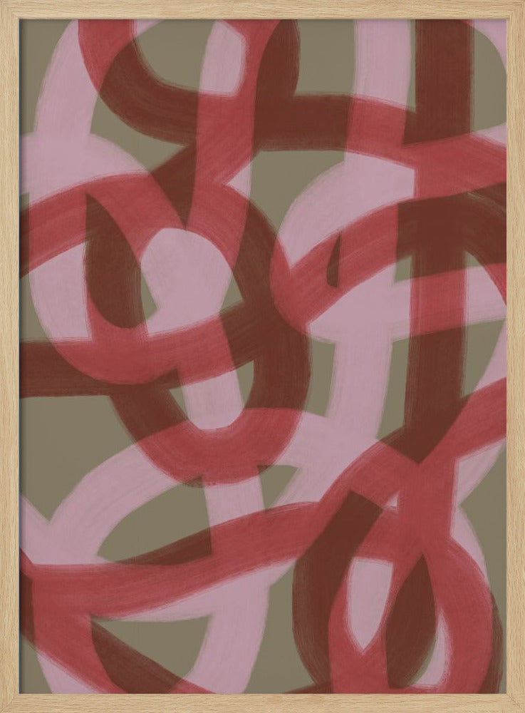 Intertwined Red and Pink Loops | Poster