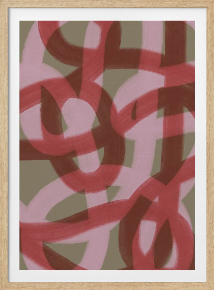 Intertwined Red and Pink Loops | Poster