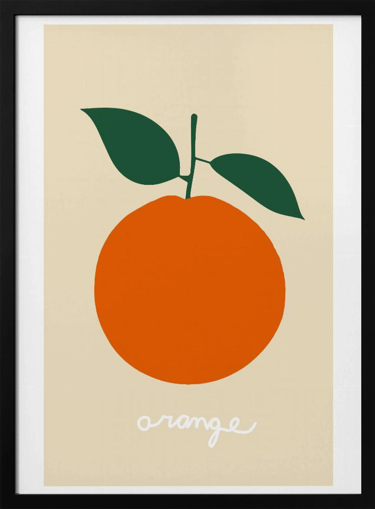 Stylized Orange With Dark Green Leaves | Poster