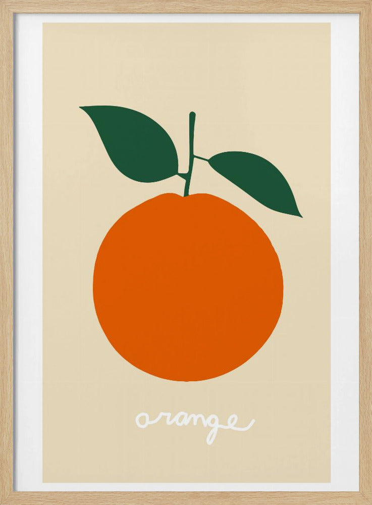 Stylized Orange With Dark Green Leaves | Poster