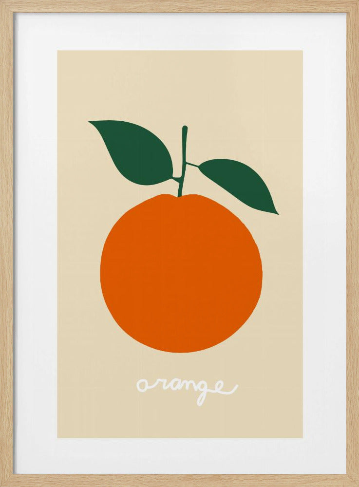 Stylized Orange With Dark Green Leaves | Poster