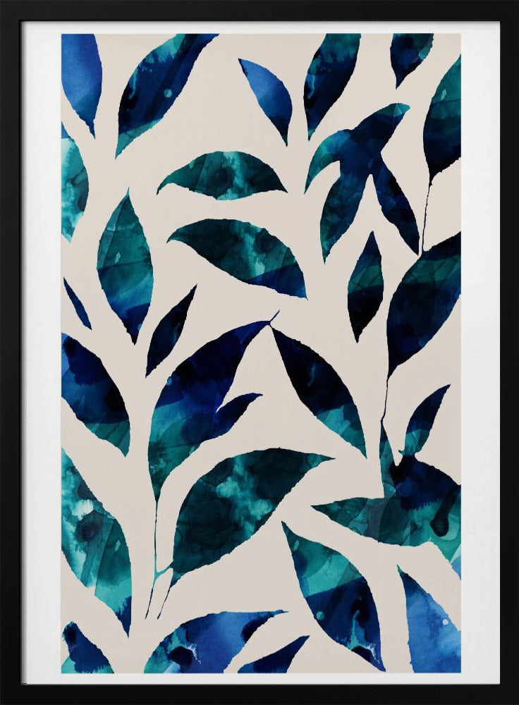 Leaves In Shades Of Blue And Green | Poster