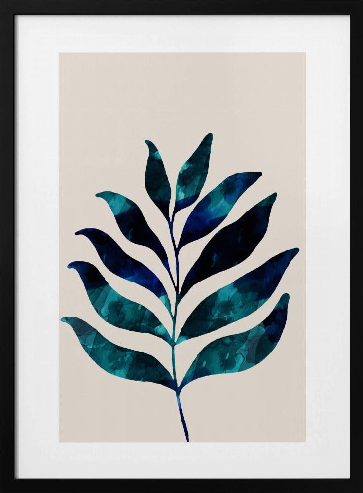 Botanical Design With Dark Blue Watercolor | Poster
