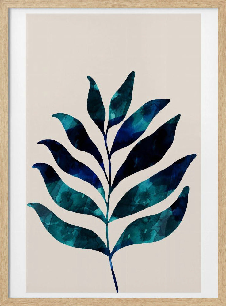 Botanical Design With Dark Blue Watercolor | Poster