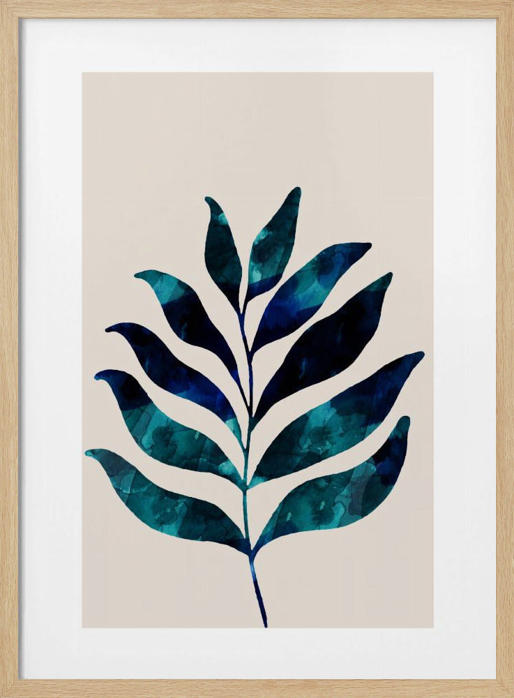 Botanical Design With Dark Blue Watercolor | Poster