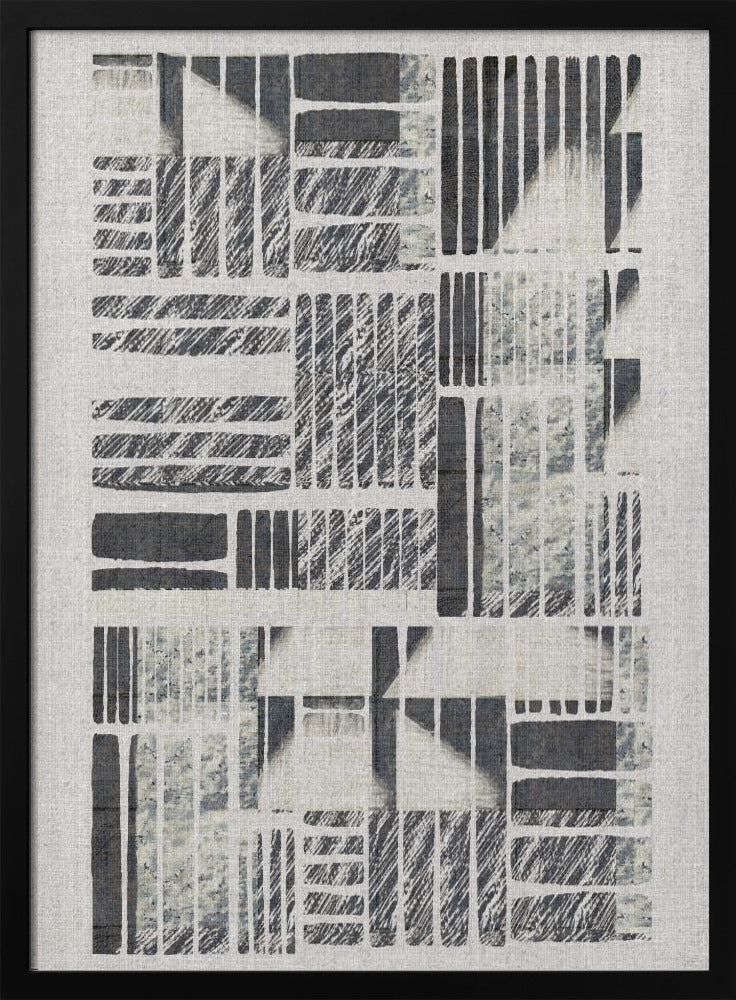Geometric Patterns With Textured Monochrome Lines | Poster